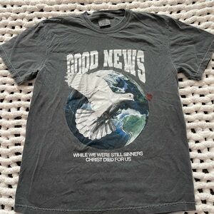 “Good News” Graphic T-Shirt with Dove and Earth Design